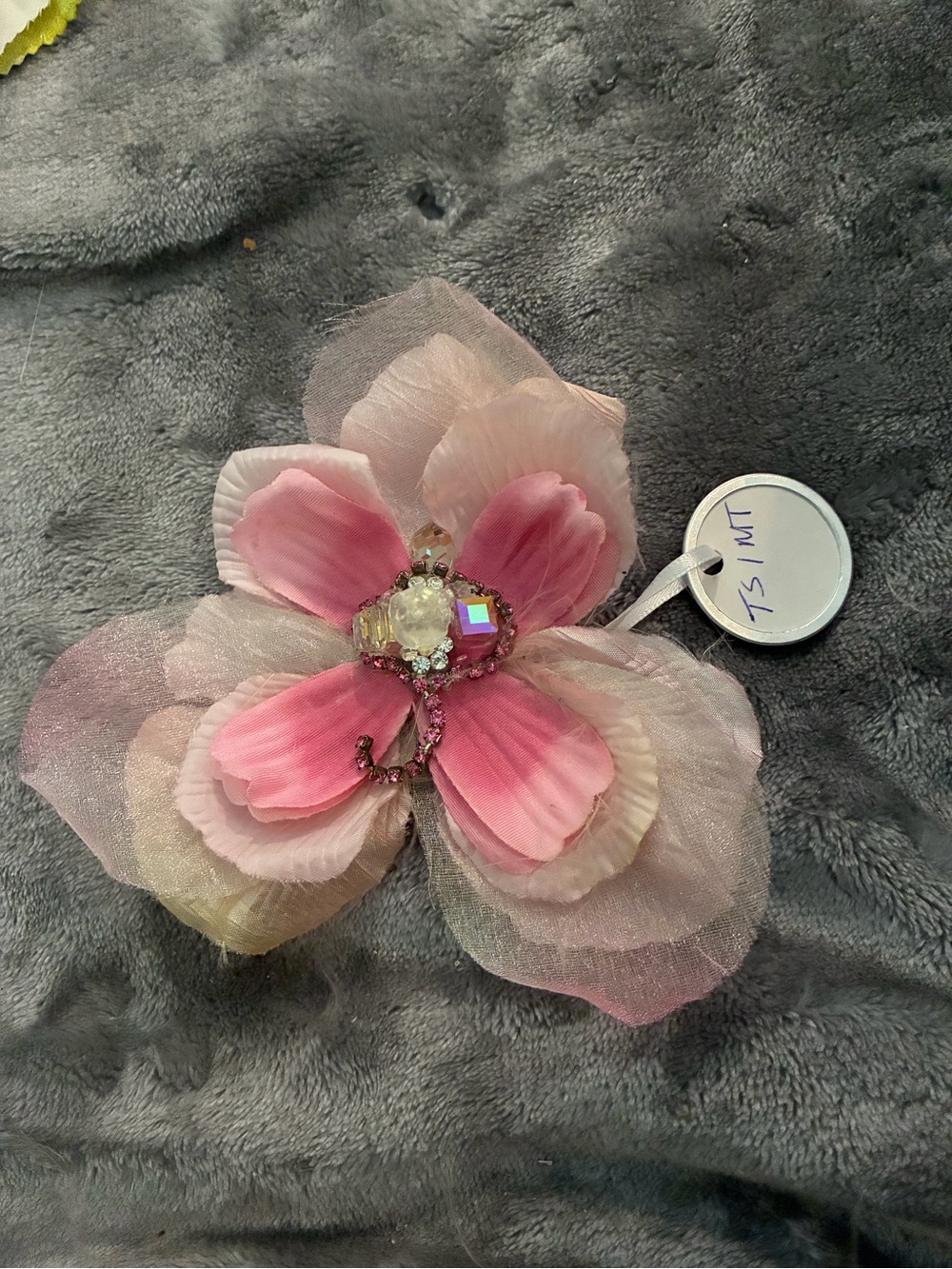 Pink/Pink Ombre Beaded Flower with Pin Back